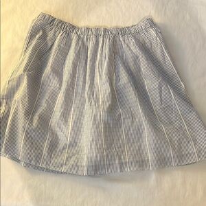 J. Crew Blue Gray Striped Mini Skirt with Pleats